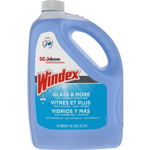 Windex&reg; Glass Cleaner with Ammonia-D - 128 fl oz (4 quart) - 1 Each - Blue
