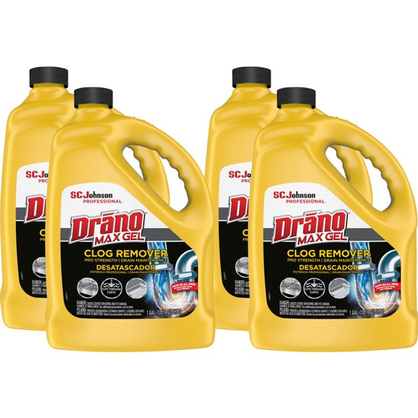 Drano Max Gel Clog Remover - Ready-To-Use - 128 oz (8 lb) - 4 / Carton - Clear