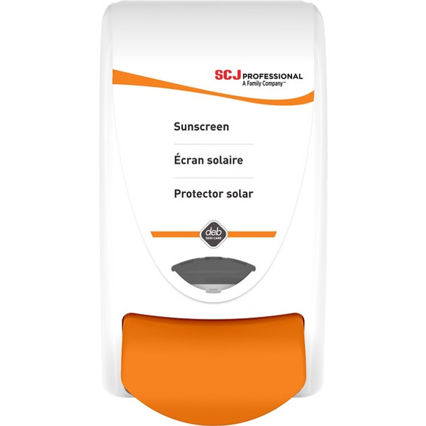 SC Johnson Sunscreen Dispenser - 1.06 quart Capacity - Durable, Locking Mechanism - White - 1Each