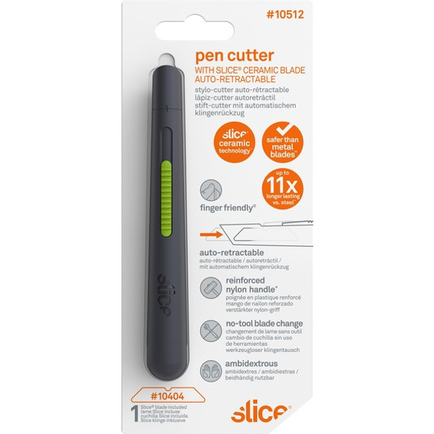 Slice Pen Cutter Auto-Retractable - Retractable, Anti-magnetic, Rust Resistant - Ceramic - 5.3" Length - 1 Each