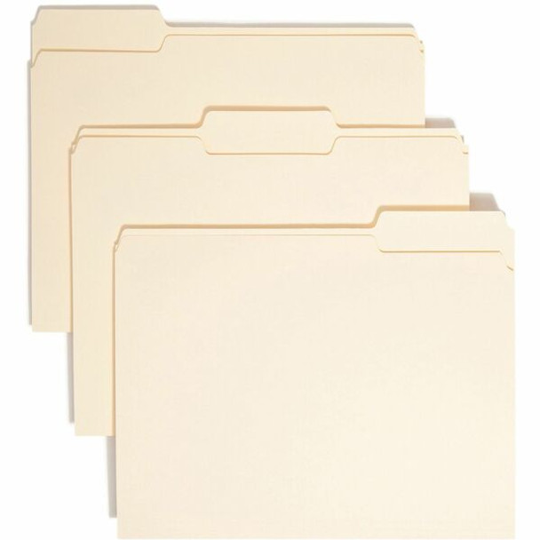 Smead 1/3 Tab Cut Letter Recycled Top Tab File Folder - 8 1/2" x 11" - 3/4" Expansion - Top Tab Location - Assorted Position Tab Position - Manila - 10% Recycled - 100 / Box