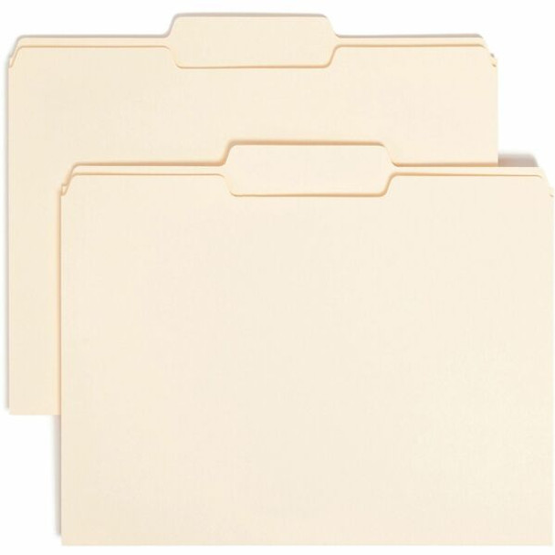 Smead 1/3 Tab Cut Letter Recycled Top Tab File Folder - 8 1/2" x 11" - 3/4" Expansion - Top Tab Location - Center Tab Position - Manila - Manila - 10% Recycled - 100 / Box