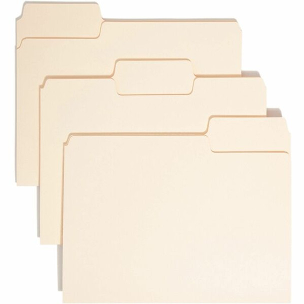 Smead SuperTab 1/3 Tab Cut Letter Recycled Top Tab File Folder - 8 1/2" x 11" - 3/4" Expansion - Top Tab Location - Assorted Position Tab Position - Manila - Manila - 10% Recycled - 50 / Box