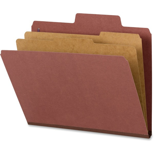 Smead SuperTab 2/5 Tab Cut Letter Recycled Classification Folder - 8 1/2" x 11" - 2" Expansion - 2 x 2S Fastener(s) - 2" Fastener Capacity for Folder - Top Tab Location - Right of Center Tab Position - 2 Divider(s) - Red - 100% Recycled - 10 / Box