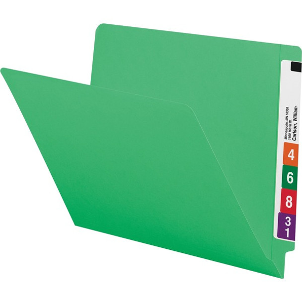 Smead Colored Straight Tab Cut Letter Recycled End Tab File Folder - 8 1/2" x 11" - 3/4" Expansion - Green - 10% Recycled - 100 / Box