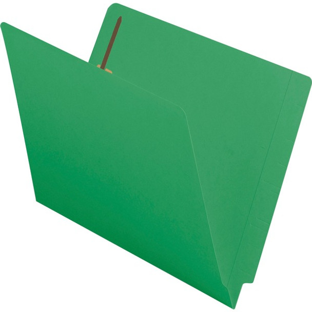 Smead Shelf-Master Straight Tab Cut Letter Recycled Fastener Folder - 8 1/2" x 11" - 3/4" Expansion - 2 x 2B Fastener(s) - 2" Fastener Capacity for Folder - End Tab Location - Green - 10% Recycled - 50 / Box