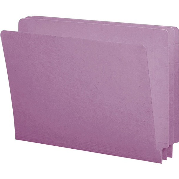 Smead Shelf-Master Straight Tab Cut Letter Recycled End Tab File Folder - 8 1/2" x 11" - 3/4" Expansion - Lavender - 10% Recycled - 100 / Box