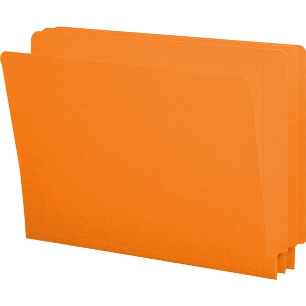 Smead Shelf-Master Straight Tab Cut Letter Recycled End Tab File Folder - 8 1/2" x 11" - 3/4" Expansion - Orange - 10% Recycled - 100 / Box