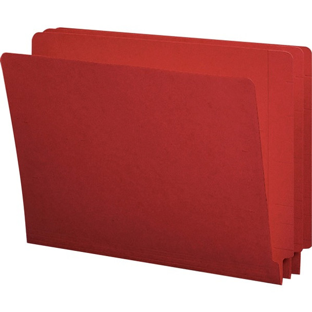 Smead Shelf-Master Straight Tab Cut Letter Recycled End Tab File Folder - 8 1/2" x 11" - 3/4" Expansion - Red - 10% Recycled - 100 / Box