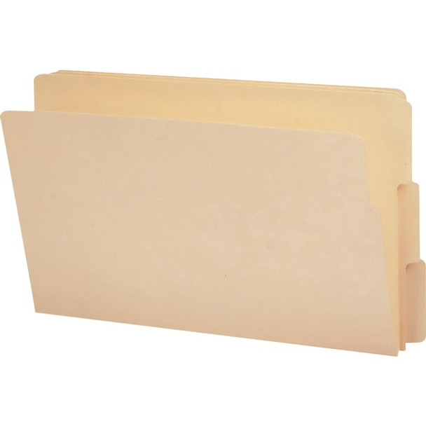 Smead End Tab Manila Folders with Shelf-Master&reg; Reinforced Tab - Legal - 8 1/2" x 14" Sheet Size - 3/4" Expansion - 1/3 Tab Cut - Assorted Position Tab Location - 11 pt. Folder Thickness - Manila - 10% Recycled - 100 / Box