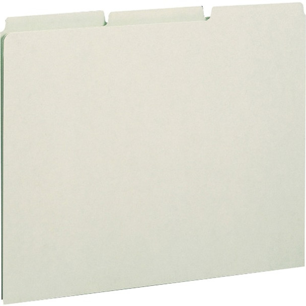 Smead Filing Guides with Blank Tab - Blank Assorted Tab(s) - Letter - Gray Pressboard, Green Tab(s) - Recycled - 100 / Box