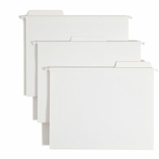 Smead FasTab 1/3 Tab Cut Letter Recycled Hanging Folder - 8 1/2" x 11" - Assorted Position Tab Position - White - 10% Recycled - 20 / Box