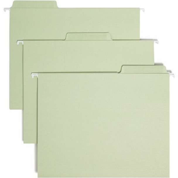 Smead FasTab 1/3 Tab Cut Letter Recycled Hanging Folder - 8 1/2" x 11" - Top Tab Location - Assorted Position Tab Position - Moss - 10% Recycled - 20 / Box