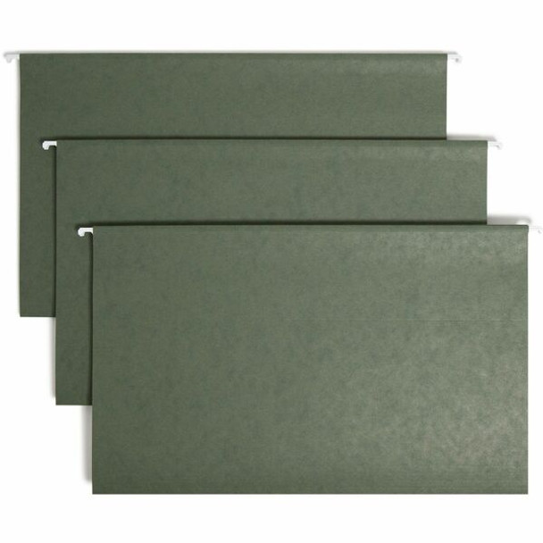 Smead 1/3 Tab Cut Legal Recycled Hanging Folder - 8 1/2" x 14" - Top Tab Location - Assorted Position Tab Position - Vinyl - Standard Green - 10% Recycled - 25 / Box