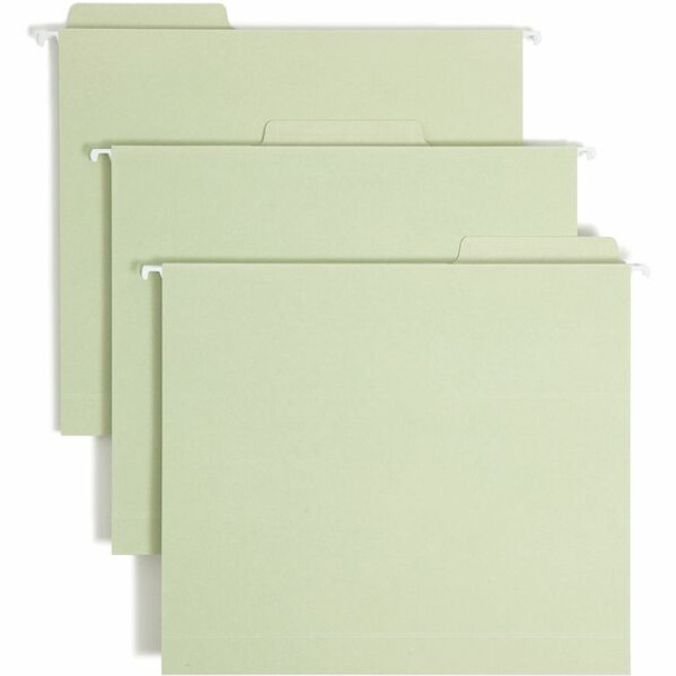 Smead FasTab 1/3 Tab Cut Letter Recycled Hanging Folder - 8 1/2" x 11" - 2" Expansion - Top Tab Location - Assorted Position Tab Position - Moss - 10% Recycled - 20 / Box