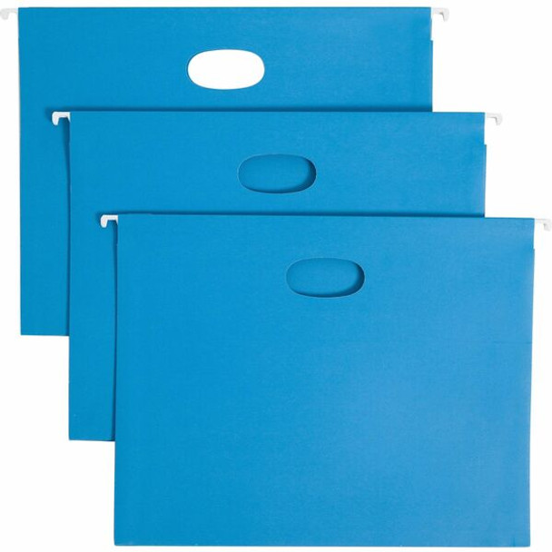 Smead 1/5 Tab Cut Letter Recycled Hanging Folder - 8 1/2" x 11" - 2" Expansion - Top Tab Location - Assorted Position Tab Position - Vinyl - Sky Blue - 10% Recycled - 25 / Box