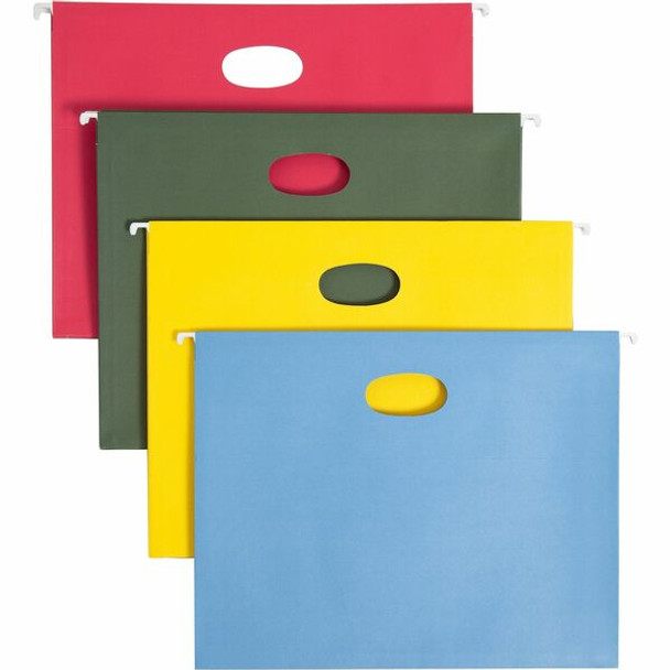 Smead Flex-I-Vision Letter Recycled Hanging Folder - 8 1/2" x 11" - 3 1/2" Expansion - Blue, Green, Red, Yellow - 10% Recycled - 4 / Pack