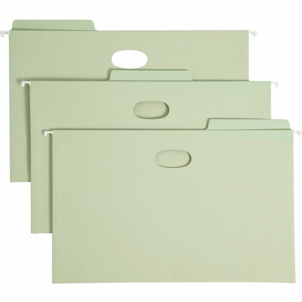 Smead FasTab 1/3 Tab Cut Legal Recycled Hanging Folder - 8 1/2" x 14" - 5 1/4" Expansion - Top Tab Location - Assorted Position Tab Position - Moss - 10% Recycled - 9 / Box