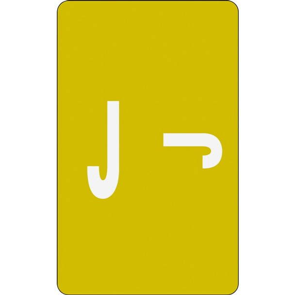 Smead AlphaZ ACCS Color-Coded Labels - "J" - 1" Width x 1 5/8" Length - Yellow - 10 / Sheet - 100 / Pack