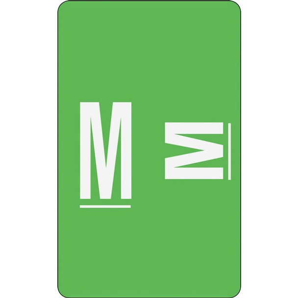 Smead AlphaZ ACCS Color-Coded Labels - "M" - 1" Width x 1 5/8" Length - Light Green - 10 / Sheet - 100 / Pack