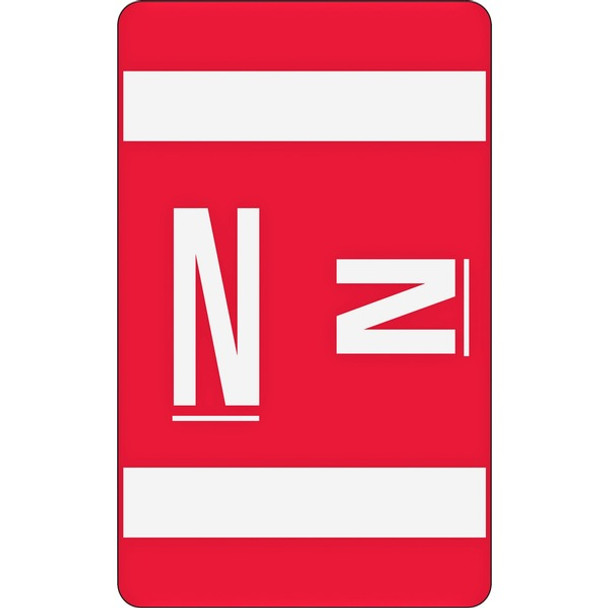 Smead AlphaZ ACCS Color-Coded Labels - "N" - 1" Width x 1 5/8" Length - Red - 10 / Sheet - 100 / Pack