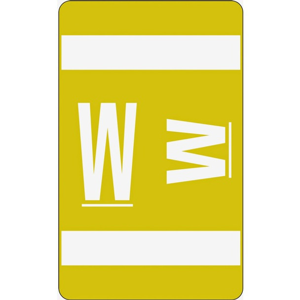 Smead AlphaZ ACCS Color-Coded Labels - "W" - 1" Width x 1 5/8" Length - Yellow - 10 / Sheet - 100 / Pack