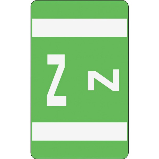 Smead AlphaZ ACCS Color-Coded Labels - "Z" - 1" Width x 1 5/8" Length - Light Green - 10 / Sheet - 100 / Pack