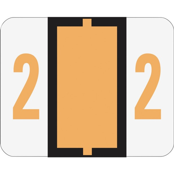 Smead BCCRN Bar-Style Color-Coded Labels - "Number" - 1 1/4" Width x 1" Length - Light Orange - 500 / Roll