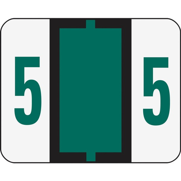 Smead BCCRN Bar-Style Color-Coded Labels - "Number" - 1 1/4" Width x 1" Length - Dark Green - 500 / Roll