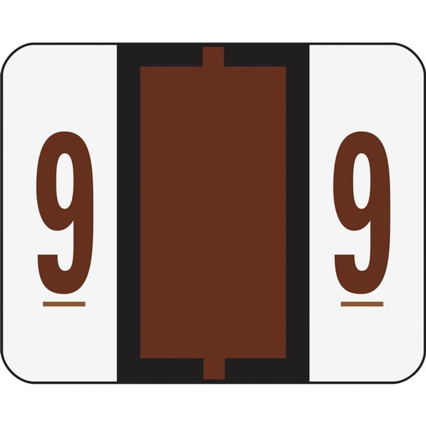 Smead BCCRN Bar-Style Color-Coded Labels - "Number" - 1 1/4" Width x 1" Length - Brown - 500 / Roll