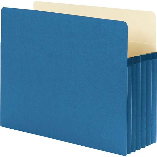 Smead Straight Tab Cut Letter Recycled File Pocket - 8 1/2" x 11" - 5 1/4" Expansion - Top Tab Location - Blue - 10% Recycled - 1 Each