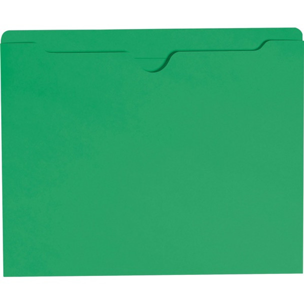 Smead Colored Straight Tab Cut Letter Recycled File Jacket - 8 1/2" x 11" - Green - 10% Recycled - 100 / Box
