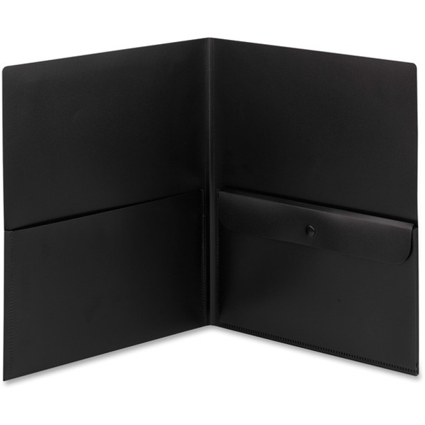 Smead Poly Two-Pocket Folders with Security Pocket - Letter - 8 1/2" x 11" Sheet Size - 50 Sheet Capacity - 2 Pocket(s) - Polypropylene - Black - 5 / Pack