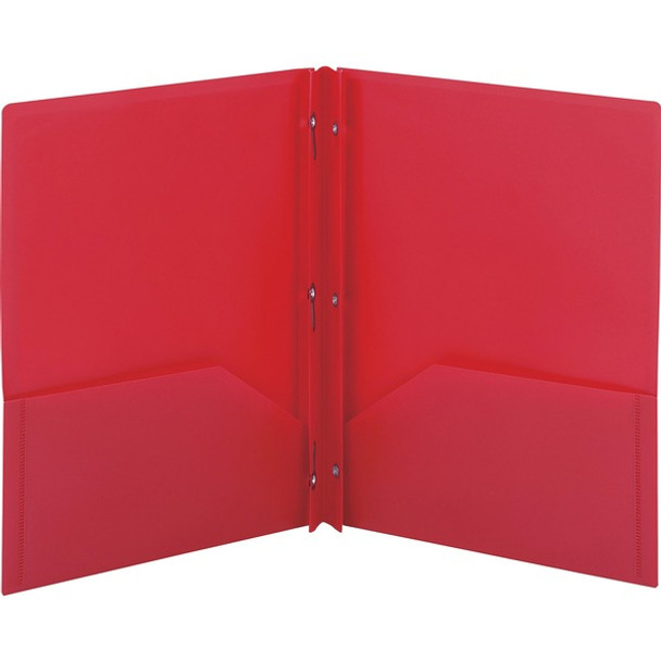 Smead Letter Fastener Folder - 8 1/2" x 11" - 180 Sheet Capacity - 2 x Double Tang Fastener(s) - 2 Inside Back Pocket(s) - Red - 72 / Carton
