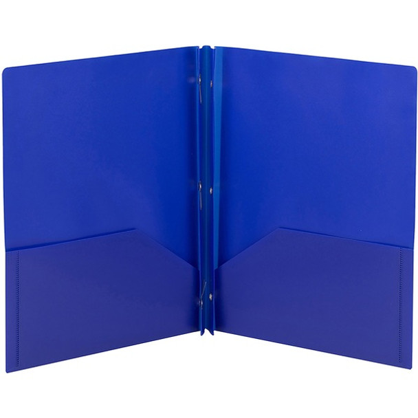 Smead Letter Fastener Folder - 8 1/2" x 11" - 180 Sheet Capacity - 2 x Double Tang Fastener(s) - 2 Inside Back Pocket(s) - Blue - 72 / Carton