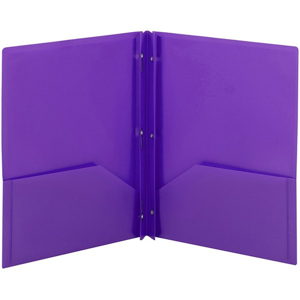 Smead Letter Fastener Folder - 8 1/2" x 11" - 180 Sheet Capacity - 2 x Double Tang Fastener(s) - 2 Inside Back Pocket(s) - Purple - 72 / Carton