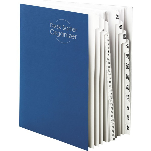 Smead Daily/Monthly Desk File/Sorter - Digit - 1-31 - Letter - 8.50" Width x 11" Length - Blue Divider - Recycled - 1 Each