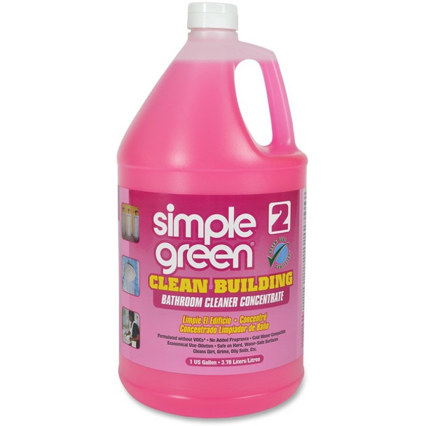 Simple Green Clean Building Bathroom Cleaner - For Multipurpose - Concentrate - 128 fl oz (4 quart) - 2 / Carton - Unscented, Non-toxic, Caustic-free, Non-flammable, VOC-free - Pink