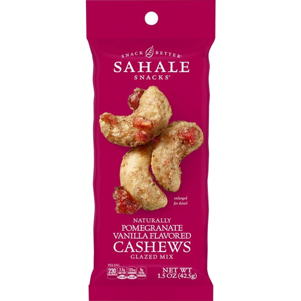 Sahale Snacks Pomegranate/Vanilla Cashews Glazed Snack Mix - Non-GMO, Gluten-free - Cashew, Pomegranate, Vanilla - 1.50 oz - 18 / Carton