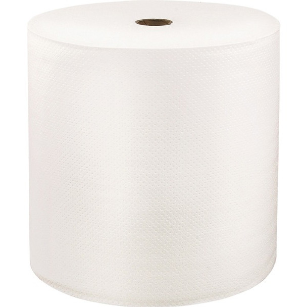 LoCor Hardwound Roll Towels - 1 Ply - 8" x 1000 ft - Bright White - Fiber - Eco-friendly, Soft, Absorbent, Strong - For Hand - 6 / Carton