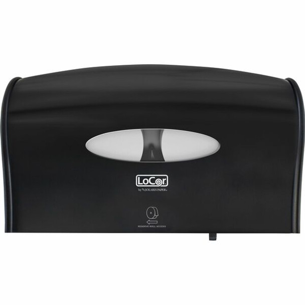 LoCor Jumbo Twin Bath Tissue Dispenser - Roll Dispenser - 12.3" Height x 20.3" Width x 5.2" Depth - Plastic - Black - Key Lock, See Through Window - 1 Each