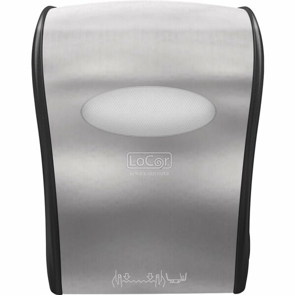 LoCor Wall-Mount Mechanical Paper Towel Dispenser, Stainless - 12.4" Height x 16.8" Width x 10" Depth - Plastic - Stainless - Wall Mountable, Impact Resistant, Bump Resistant - 1 Each