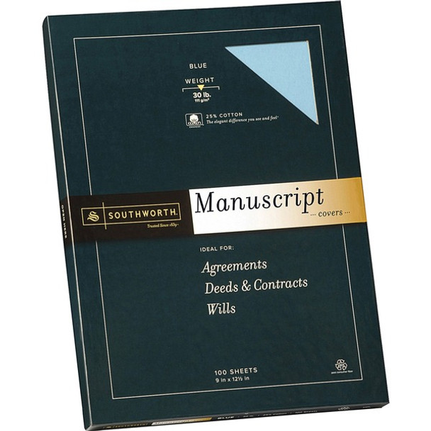 Southworth Manuscript Covers - 12 1/2" x 9" Sheet - Blue - 100 / Box