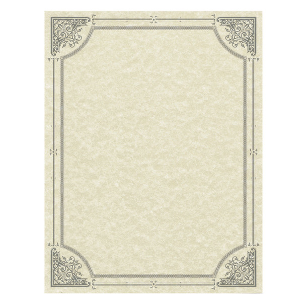 Parchment Certificates, Vintage, 8.5 x 11, Ivory with Silver Foil Border, 50/Pack