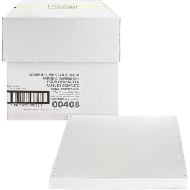 Sparco Perforated Blank Computer Paper - 8 1/2" x 11" - 20 lb Basis Weight - 230 / Carton - Perforated - White