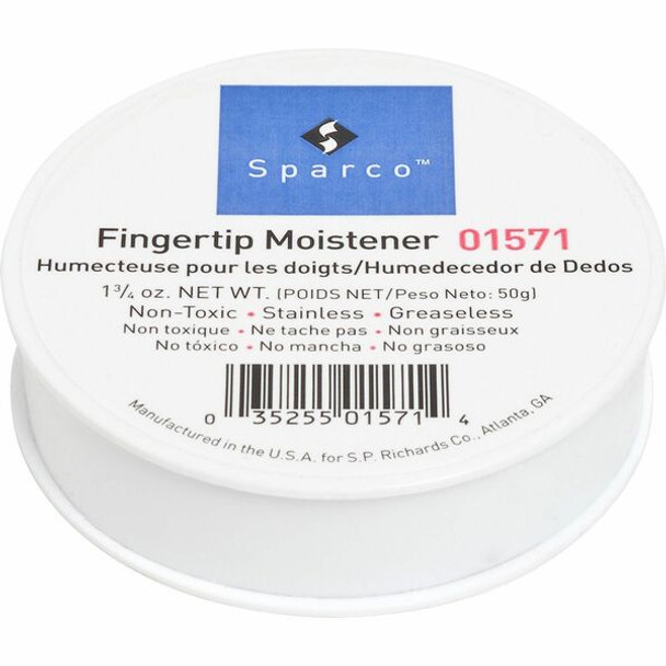 Sparco 1 3/4 Ounce Fingertip Moistener - White - Non-slip, Greaseless, Stainingless, Odorless - 1 Each