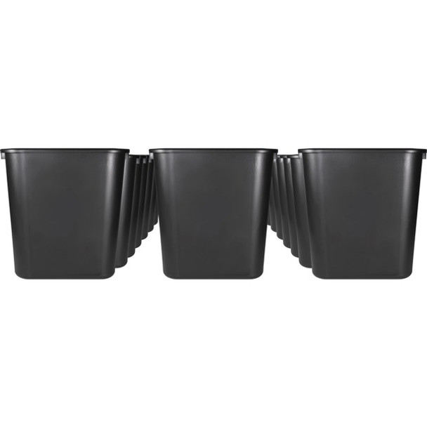 Sparco Rectangular Wastebasket - 7 gal Capacity - Rectangular - 15" Height x 14.5" Width x 10.5" Depth - Polyethylene - Black - 24 / Carton