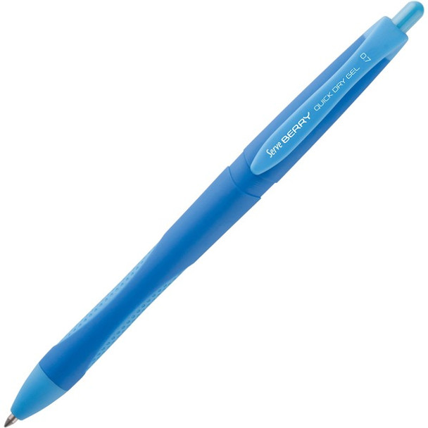 So-Mine Serve Berry Quick Dry Retract Gel Ink Pen - Medium Pen Point - 0.7 mm Pen Point Size - Retractable - Blue Gel-based Ink - Blue Barrel - 1 Each