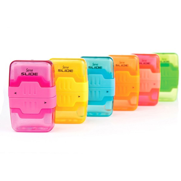 So-Mine Serve Slide Eraser & Sharpener Combo - Plastic - Multicolor - 1 Each