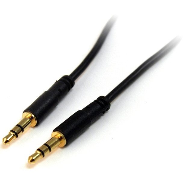 StarTech.com 1 ft Slim 3.5mm Stereo Audio Cable - M/M - Connect an iPhone&reg; or other MP3 player to a car stereo